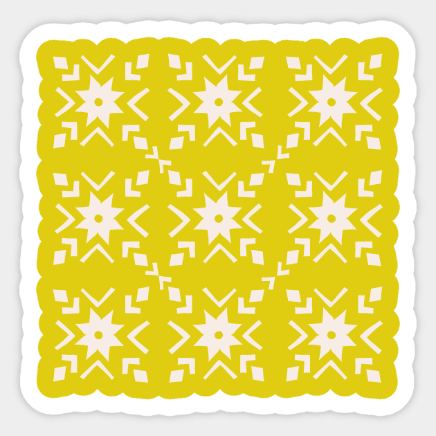Geometric Star Quilt Pattern in Citron Sticker by OpalEllery